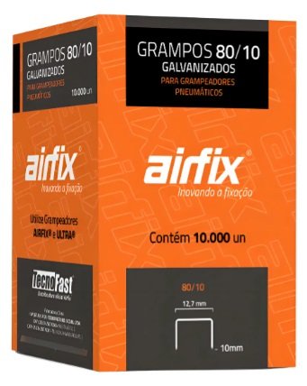 Grampo Tipo 80 10mm 10.000 Un Airfix 80/10 P/ Pneumático Cor N/a