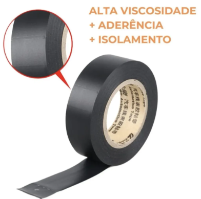 Kit 10 Fitas Isolante Bomvink Preta 9m x 17mm Retardante Chama 600V - Imagem 5