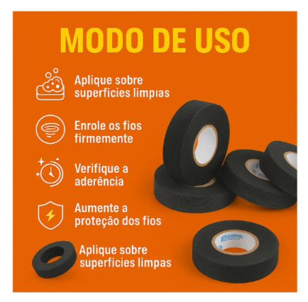 Kit 10 Fitas Isolante Bomvink Preta 9m x 17mm Retardante Chama 600V - Imagem 3