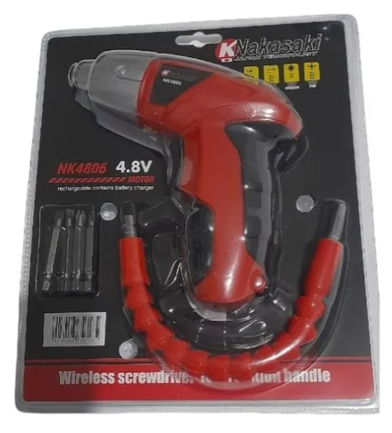 Mini Parafusadeira Elétrica Sem Fio Nakasaki Vermelha 4.8V - Imagem 4