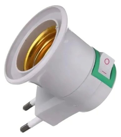 Soquete Bocal E27 Adaptador Lâmpada Tomada Liga E Desliga Cor Branco