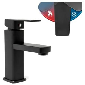 Torneira Monocomando para Banheiro KNakasaki Preta Alumínio Luxo