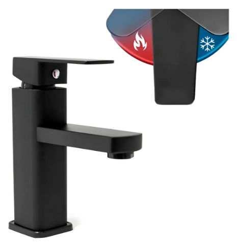 Torneira Monocomando para Banheiro KNakasaki Preta Alumínio Luxo